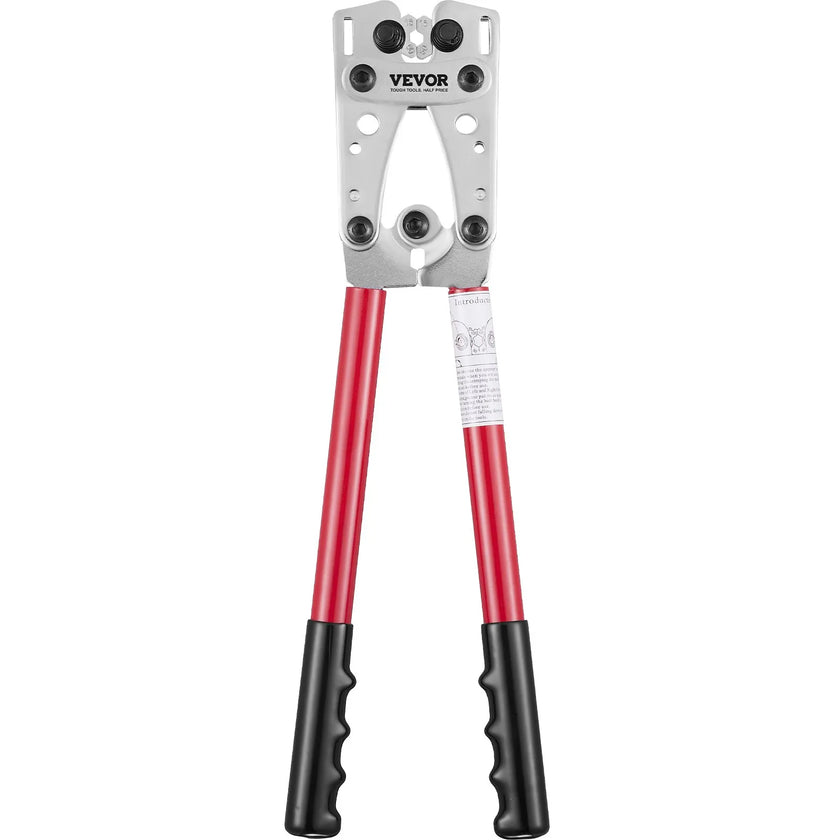 VEVOR Battery Cable Lug Crimping Tool, 10-1/0AWG with Cable Cutter and 95PCS Copper Ring Terminals, 6 Wire Sizes Crimping Die and 100pcs Heat Shrink Tubes, for Heavy Duty Wire Lugs