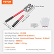 VEVOR Battery Cable Lug Crimping Tool, 10-1/0AWG Aluminum Terminal Battery Lug Crimper, with 60PCS Aluminum Ring Connectors Terminals 6 Wire Sizes Crimping Die, for Heavy Duty Wire Lugs