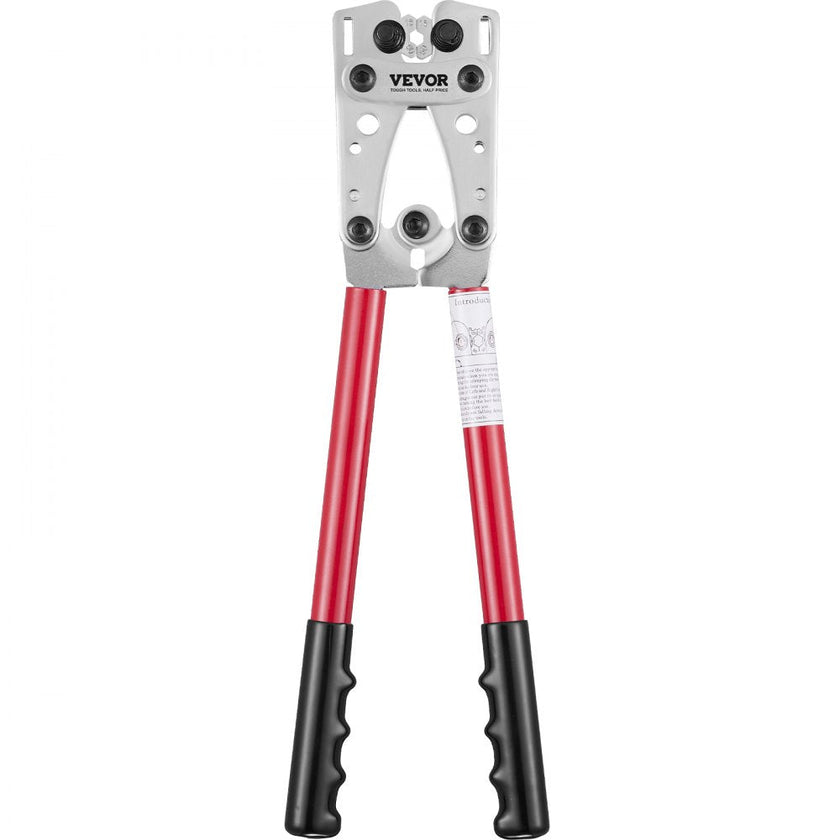 VEVOR Battery Cable Lug Crimping Tool, 10-1/0AWG Aluminum Terminal Battery Lug Crimper, with 60PCS Aluminum Ring Connectors Terminals 6 Wire Sizes Crimping Die, for Heavy Duty Wire Lugs