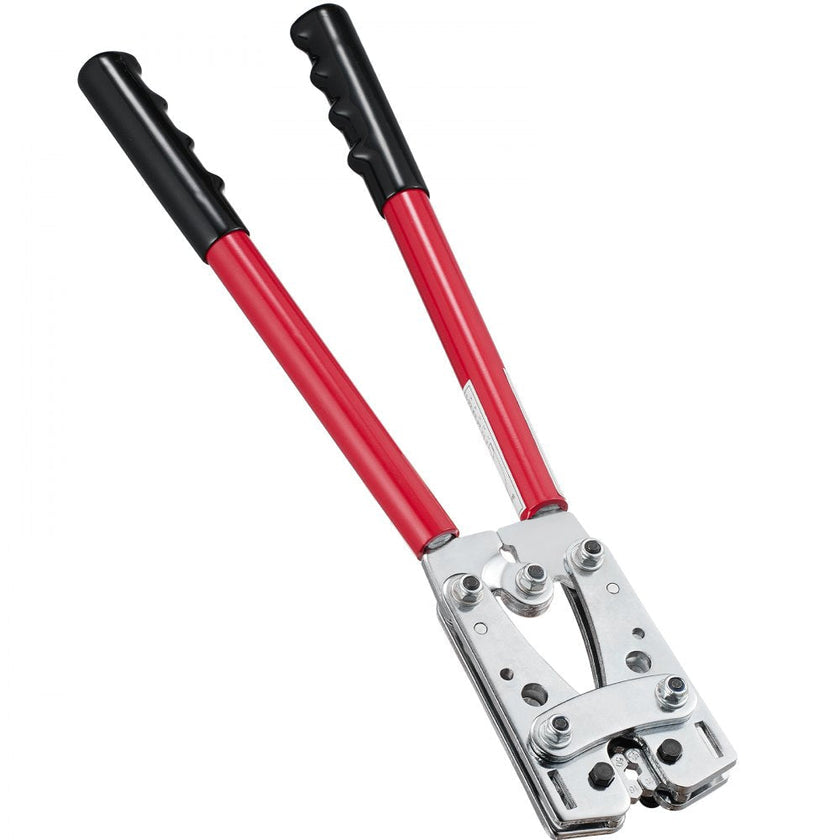 VEVOR Battery Cable Lug Crimping Tool, 10-1/0AWG Aluminum Terminal Battery Lug Crimper, with 60PCS Aluminum Ring Connectors Terminals 6 Wire Sizes Crimping Die, for Heavy Duty Wire Lugs