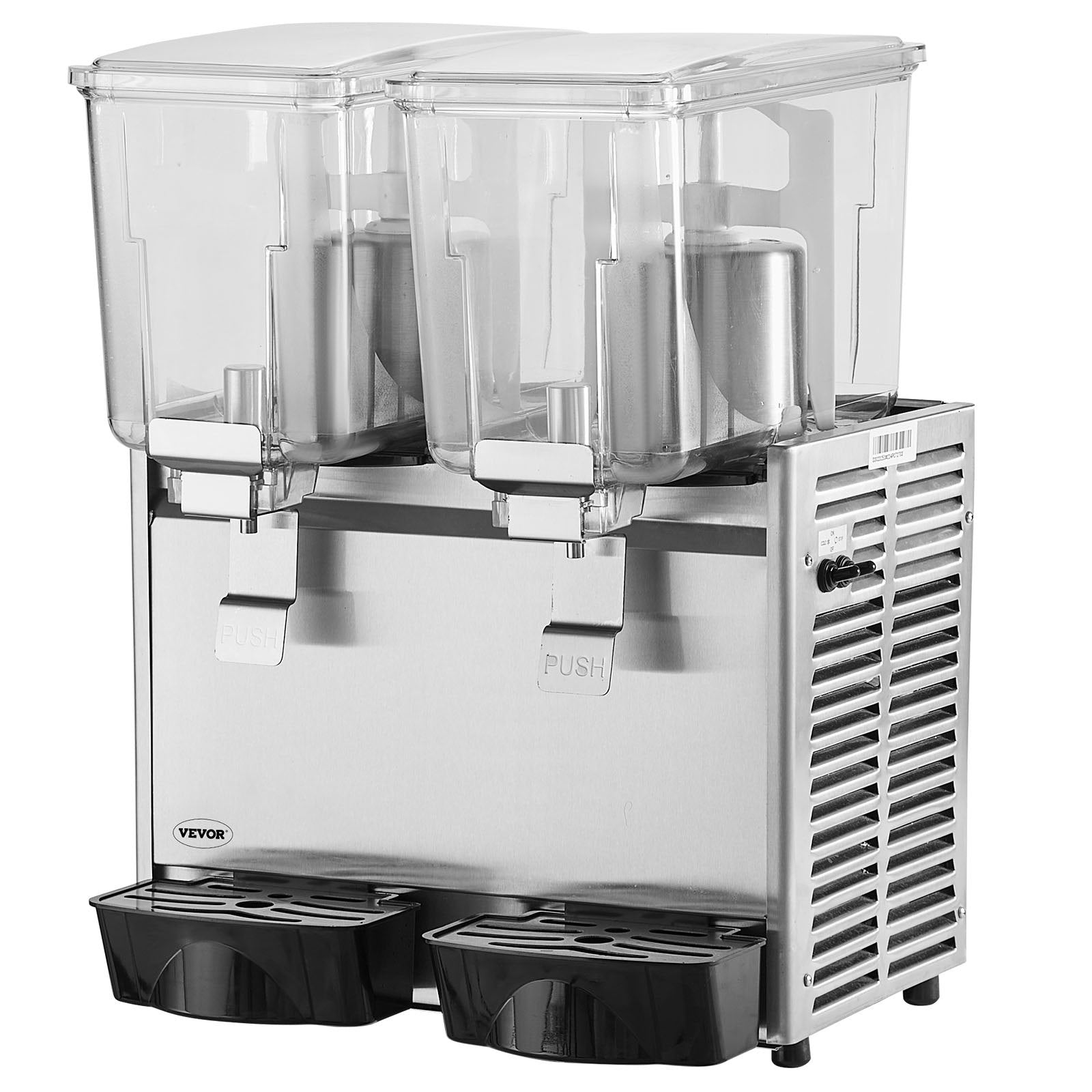 VEVOR Commercial Beverage Dispenser, 13.6 Qt 12L 2 Tanks Ice Tea Drink Machine, 280W 304 Stainless Steel Juice Dispenser with 41?-53.6? Thermostat Controller, for Cold Drink Restaurant Hotel Party