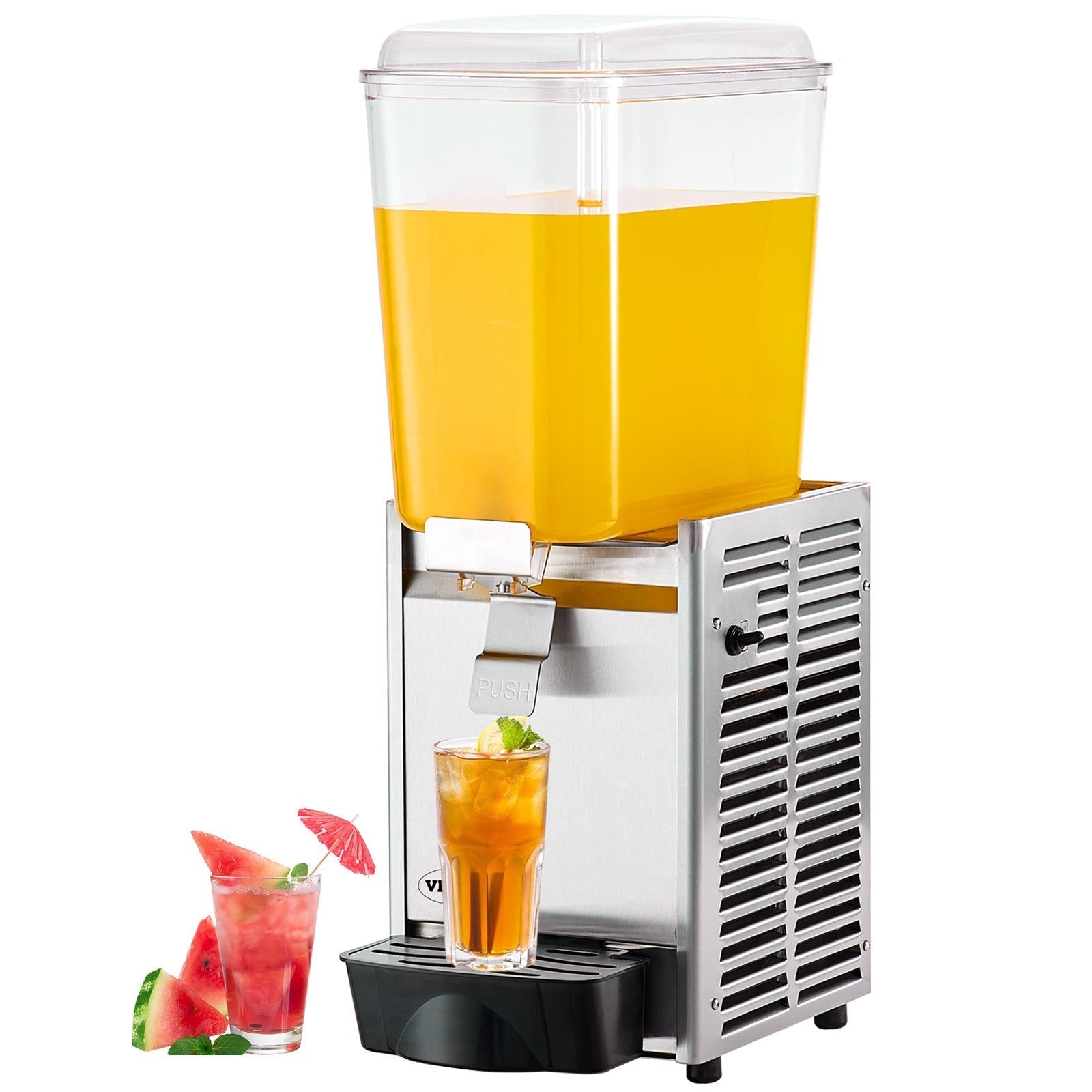 VEVOR Commercial Beverage Dispenser, 20.4 Qt 18L Single Tank Ice Tea Drink Machine, 325W 304 Stainless Steel Juice Dispenser with 41?-53.6? Thermostat Controller, for Cold Drink Restaurant Hotel Party