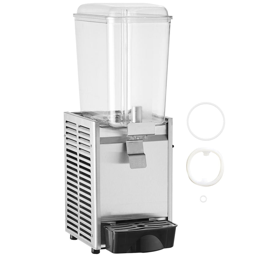 VEVOR Commercial Beverage Dispenser, 20.4 Qt 18L Single Tank Ice Tea Drink Machine, 325W 304 Stainless Steel Juice Dispenser with 41?-53.6? Thermostat Controller, for Cold Drink Restaurant Hotel Party
