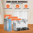 VEVOR Commercial Beverage Dispenser, 20.4 Qt 18L 2 Tanks Ice Tea Drink Machine, 590W 304 Stainless Steel Juice Dispenser with 41?-53.6? Thermostat Controller, for Cold Drink Restaurant Hotel Party