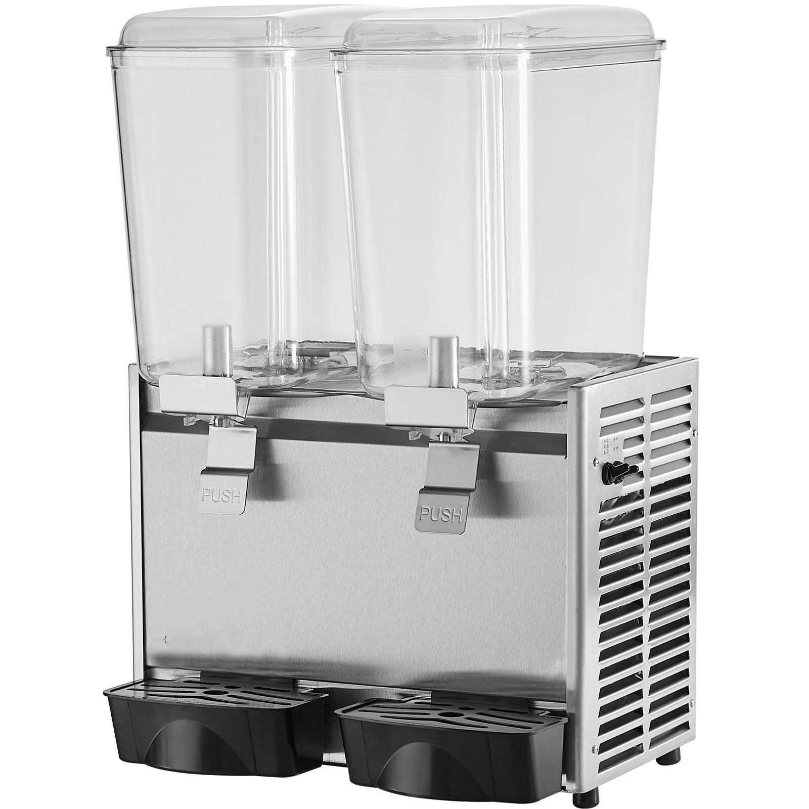 VEVOR Commercial Beverage Dispenser, 20.4 Qt 18L 2 Tanks Ice Tea Drink Machine, 590W 304 Stainless Steel Juice Dispenser with 41?-53.6? Thermostat Controller, for Cold Drink Restaurant Hotel Party