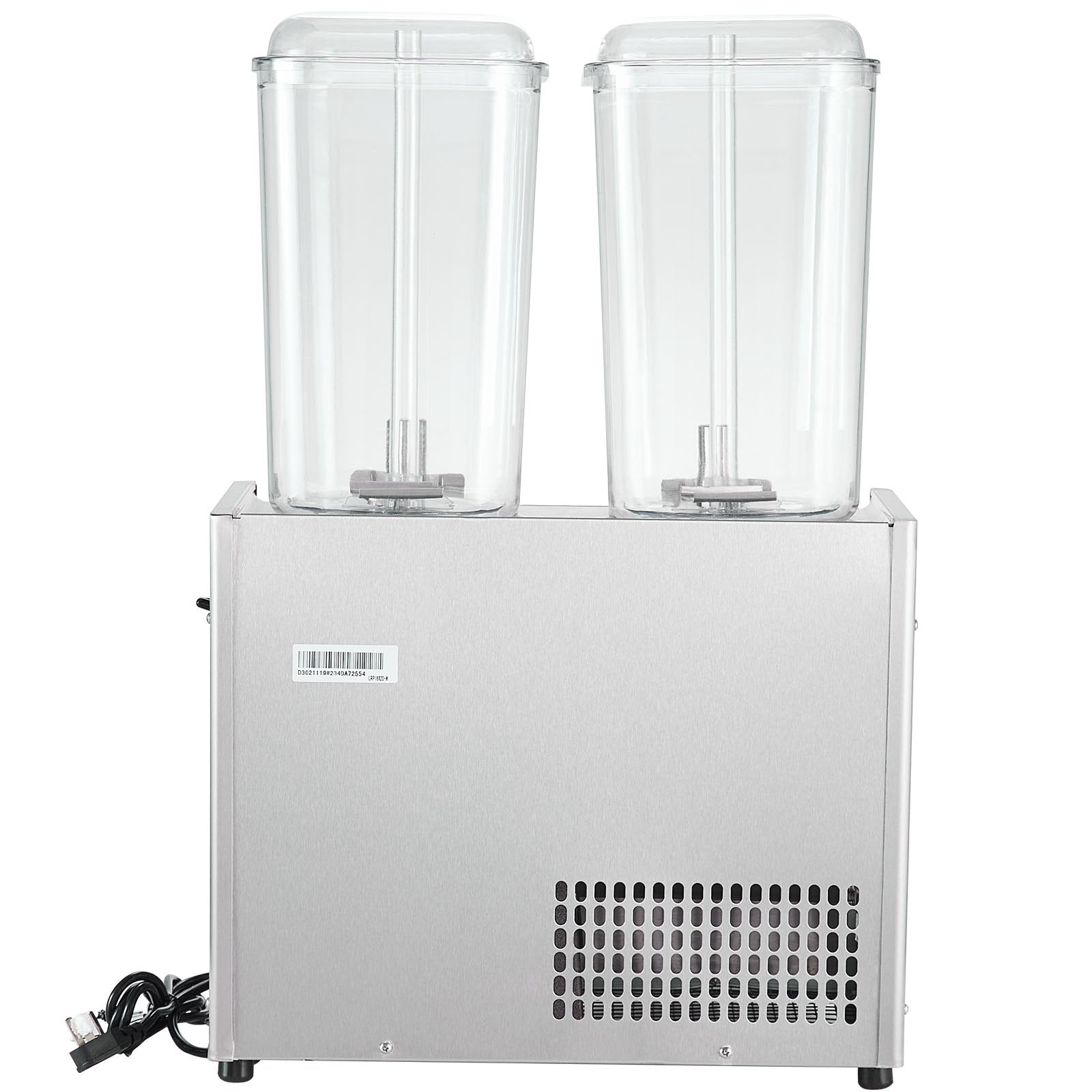 VEVOR Commercial Beverage Dispenser, 20.4 Qt 18L 2 Tanks Ice Tea Drink Machine, 590W 304 Stainless Steel Juice Dispenser with 41?-53.6? Thermostat Controller, for Cold Drink Restaurant Hotel Party