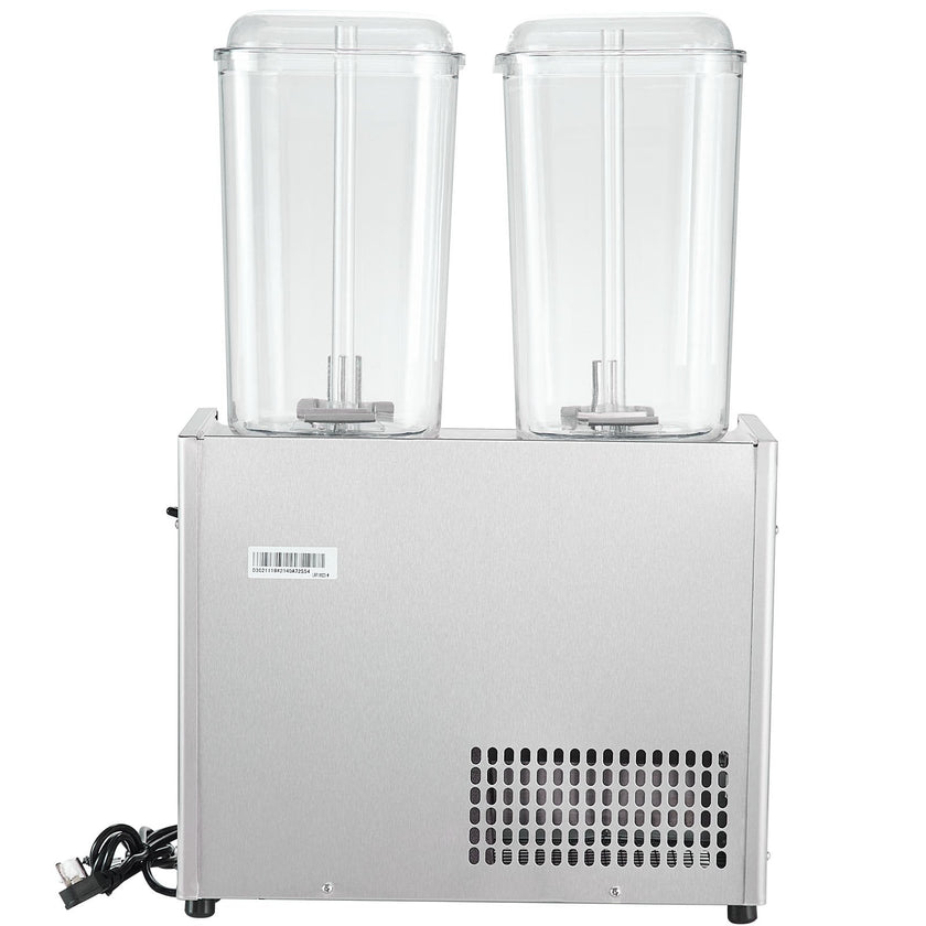VEVOR Commercial Beverage Dispenser, 20.4 Qt 18L 2 Tanks Ice Tea Drink Machine, 590W 304 Stainless Steel Juice Dispenser with 41?-53.6? Thermostat Controller, for Cold Drink Restaurant Hotel Party