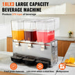 VEVOR Commercial Beverage Dispenser, 20.4 Qt 18L 3 Tanks Ice Tea Drink Machine, 680W 304 Stainless Steel Juice Dispenser with 41?-53.6? Thermostat Controller, for Cold Drink Restaurant Hotel Party