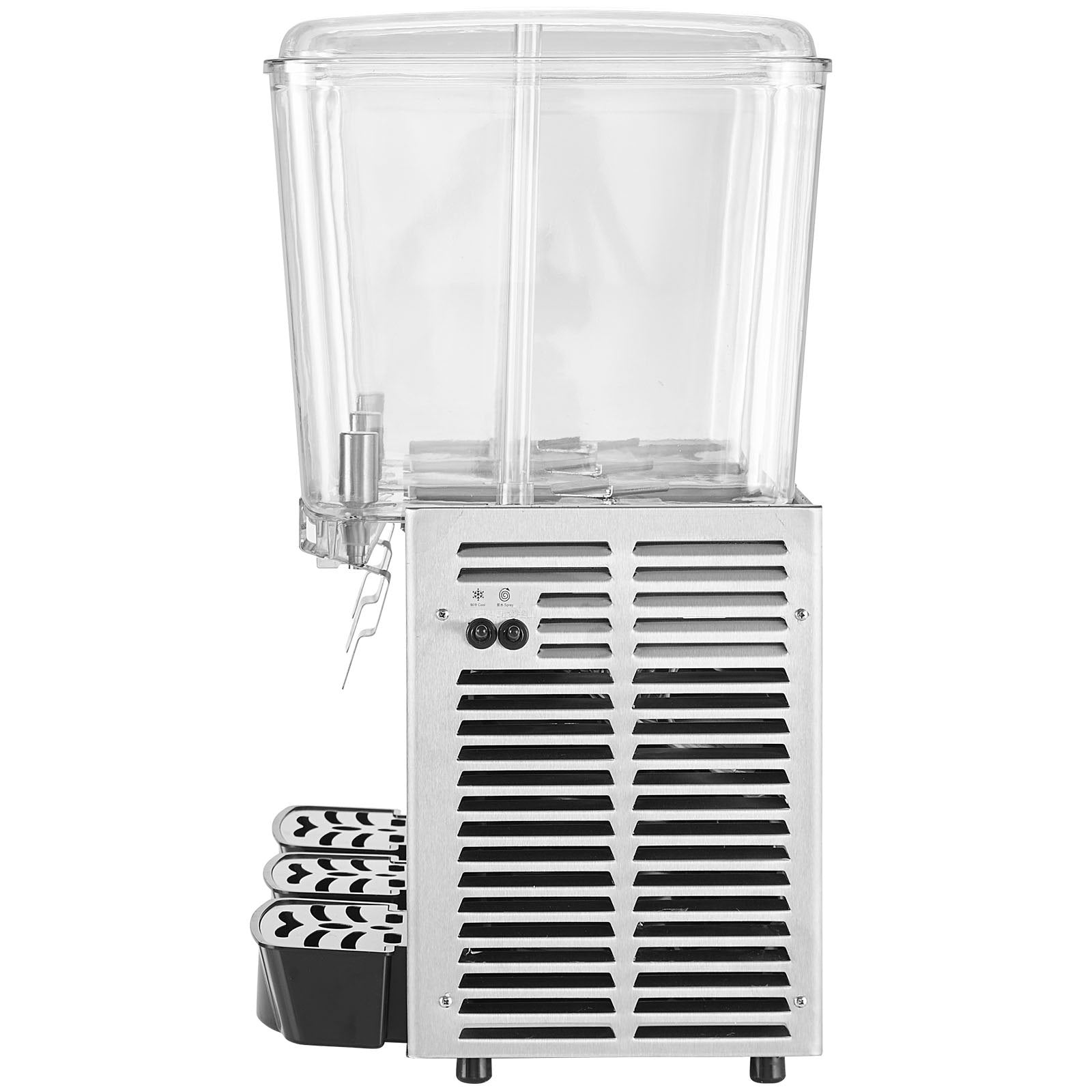 VEVOR Commercial Beverage Dispenser, 20.4 Qt 18L 3 Tanks Ice Tea Drink Machine, 680W 304 Stainless Steel Juice Dispenser with 41?-53.6? Thermostat Controller, for Cold Drink Restaurant Hotel Party