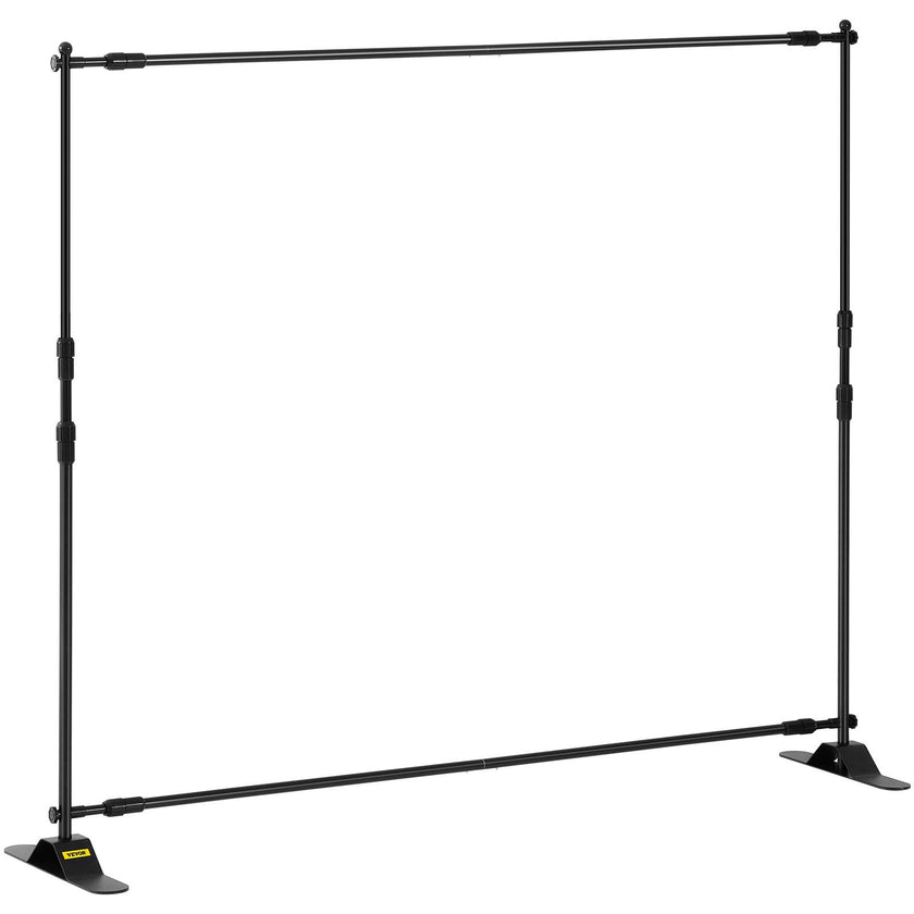VEVOR 8×8feet Banner Stand Adjustable Display Backdrop Lightweight Portable Trade Show Wall for Photography(8' Banner Stand), Black