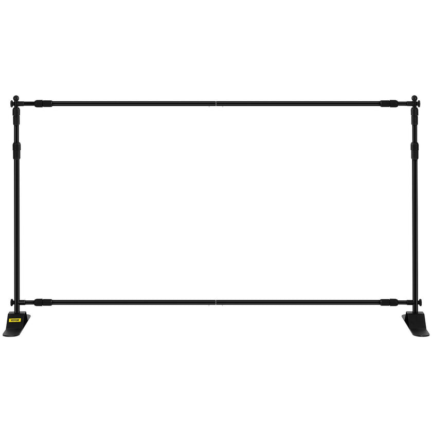 VEVOR 8×8feet Banner Stand Adjustable Display Backdrop Lightweight Portable Trade Show Wall for Photography(8' Banner Stand), Black