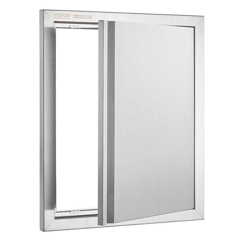 VEVOR BBQ Access Door, 18W x 21H Inch Single Outdoor Kitchen Door, Stainless Steel Flush Mount Door, Wall Vertical Door with Recessed Handle, for BBQ Island, Grilling Station, Outside Cabinet