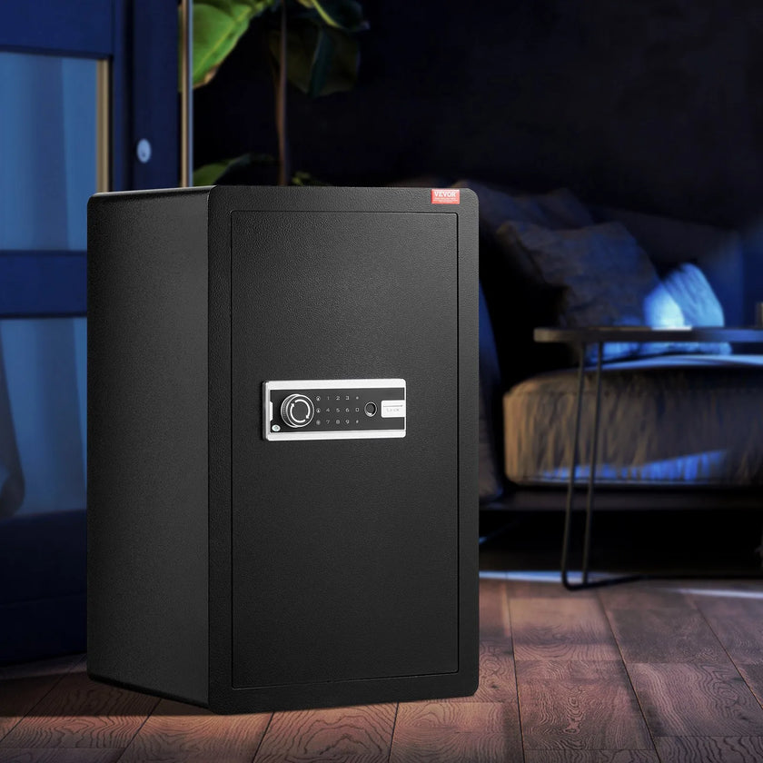 VEVOR Single Door 3.5 cu.ft Safe Box with Key Lock Password & Fingerprint Black