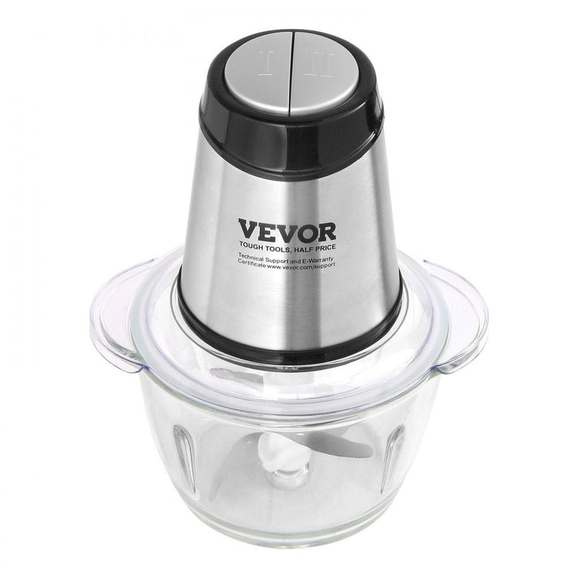 VEVOR Food Processor, Electric Meat Grinder with 4 Stainless Steel Blades, 400W Electric Food Chopper, 5 Cup Glass Bowl, 2 Speeds Food Grinder for Baby Food, Meat, Onion, Vegetables