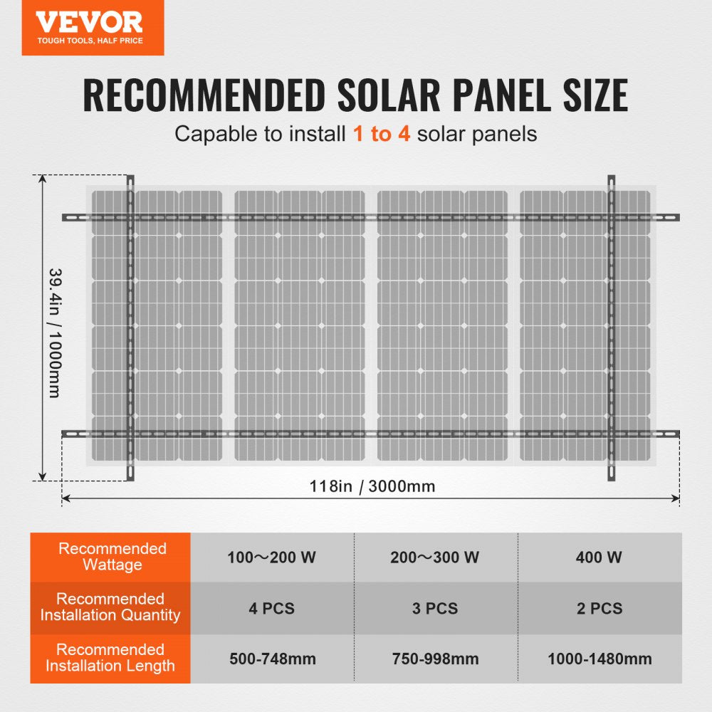VEVOR Multi-Pieces Solar Panel Mounting Brackets 30°-60° Adjustable Brackets