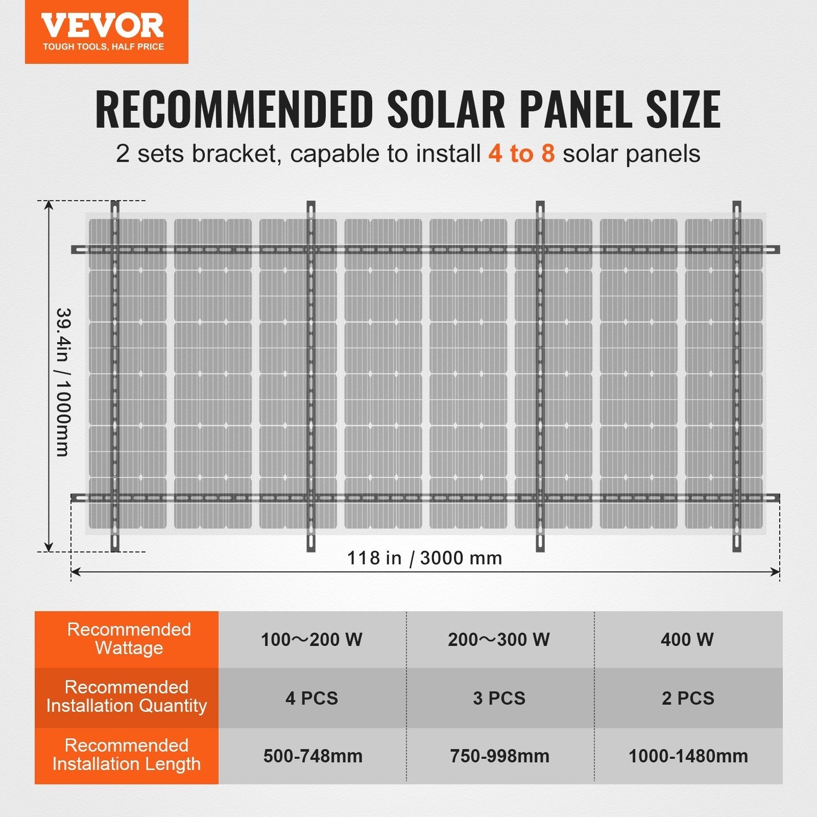 VEVOR 2 Sets Multi-Pieces Solar Panel Mounting Brackets 30°-60° Adjustable