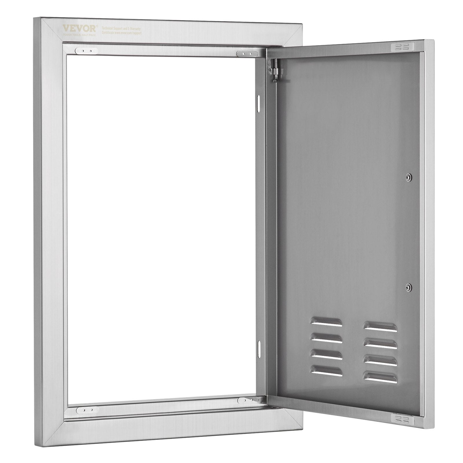 VEVOR BBQ Access Door, 14W x 20H Inch Single Outdoor Kitchen Door, Stainless Steel Flush Mount Door, Wall Vertical Door with Handle and vents, for BBQ Island, Grilling Station, Outside Cabinet