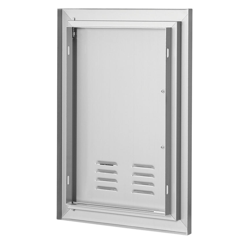 VEVOR BBQ Access Door, 14W x 20H Inch Single Outdoor Kitchen Door, Stainless Steel Flush Mount Door, Wall Vertical Door with Handle and vents, for BBQ Island, Grilling Station, Outside Cabinet
