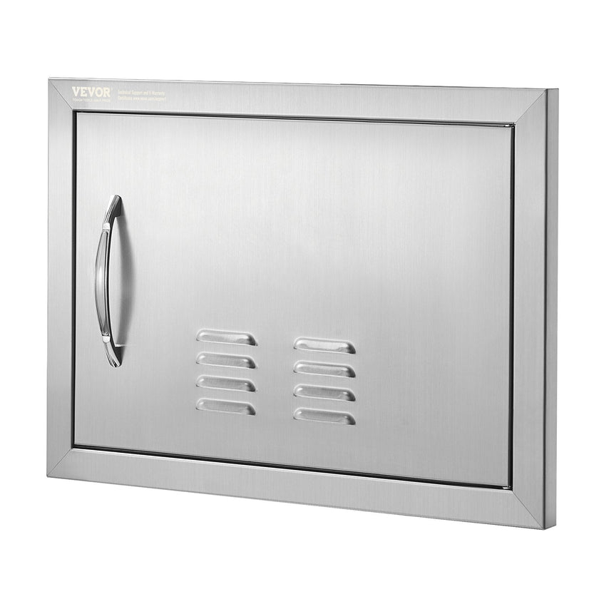 VEVOR BBQ Access Door, 20W x 14H Inch Single Outdoor Kitchen Door, Stainless Steel Flush Mount Door, Wall Vertical Door with Handle and vents, for BBQ Island, Grilling Station, Outside Cabinet