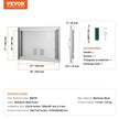 VEVOR BBQ Access Door, 24W x 17H Inch Single Outdoor Kitchen Door, Stainless Steel Flush Mount Door, Wall Vertical Door with Handle and vents, for BBQ Island, Grilling Station, Outside Cabinet