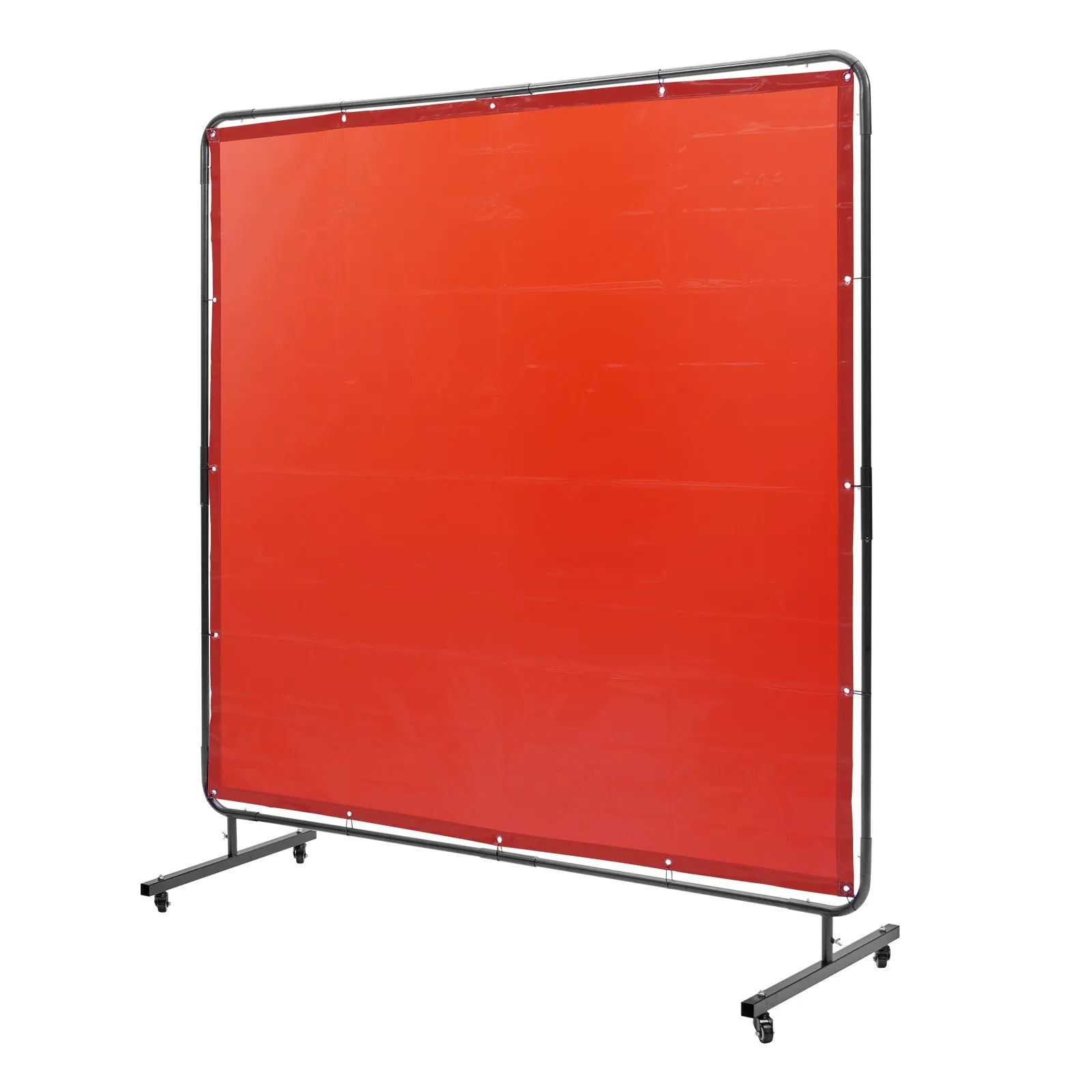 VEVOR Welding Screen with Frame, 6' x 6' Welding Curtain Screen, Flame-Resistant Vinyl Welding Protection Screen on 4 Swivel Wheels (2 Lockable), Moveable & Professional for Workshop/Industrial, Red
