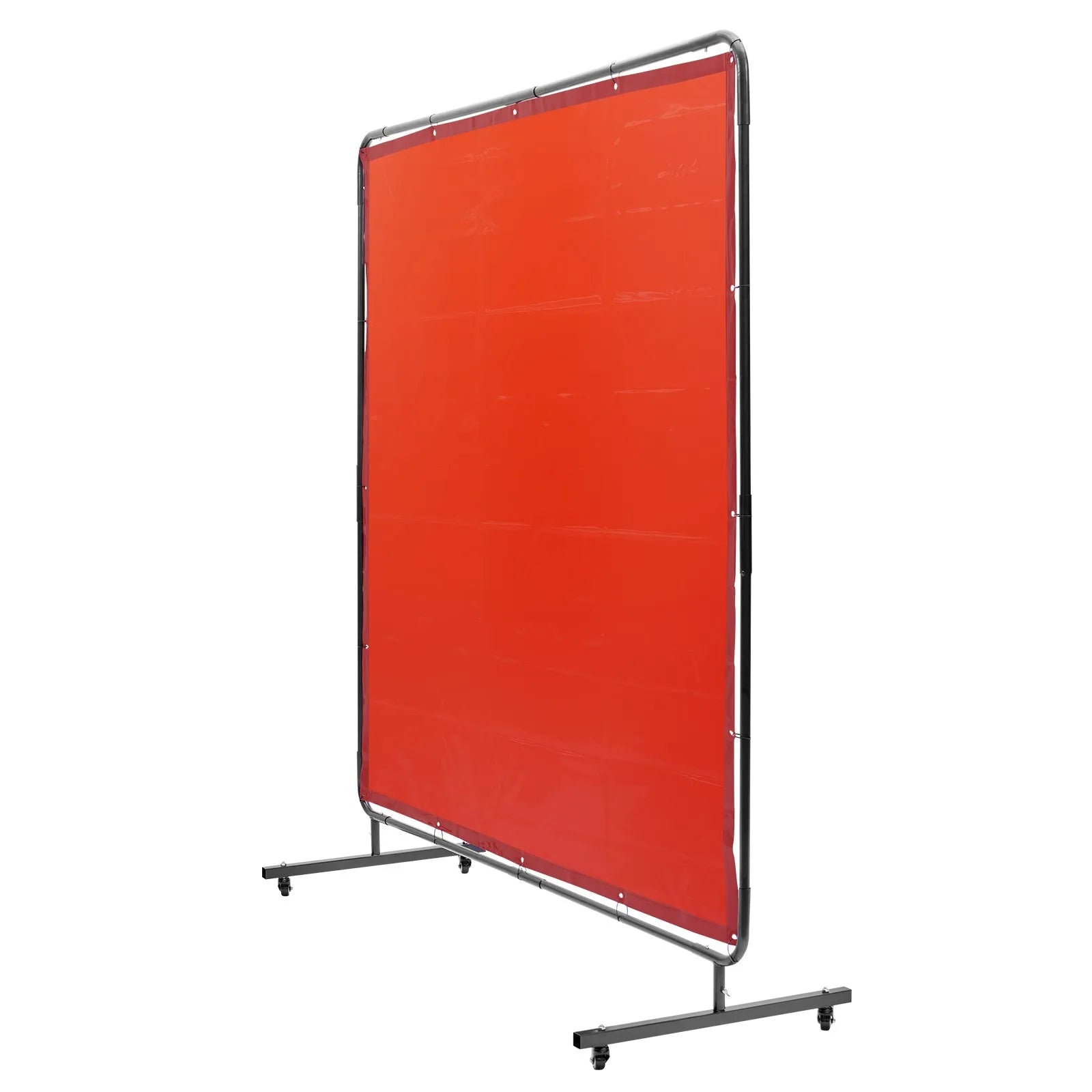 VEVOR Welding Screen with Frame, 6' x 6' Welding Curtain Screen, Flame-Resistant Vinyl Welding Protection Screen on 4 Swivel Wheels (2 Lockable), Moveable & Professional for Workshop/Industrial, Red