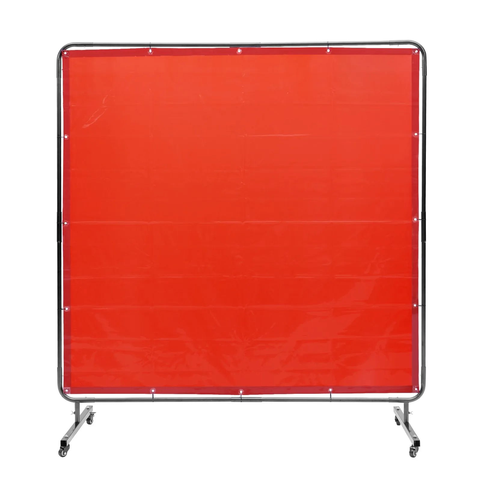 VEVOR Welding Screen with Frame, 6' x 6' Welding Curtain Screen, Flame-Resistant Vinyl Welding Protection Screen on 4 Swivel Wheels (2 Lockable), Moveable & Professional for Workshop/Industrial, Red