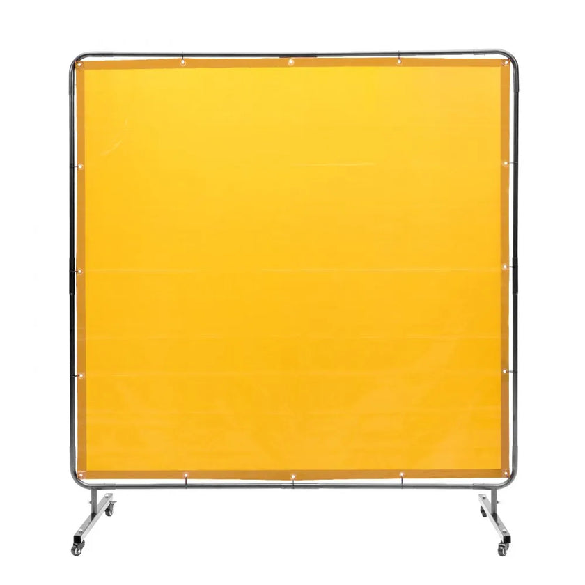 VEVOR Welding Screen with Frame, 6' x 6' Welding Curtain Screen, Flame-Resistant Vinyl Welding Protection Screen on 4 Swivel Wheel (2 Lockable), Moveable & Professional for Workshop/Industrial, Yellow