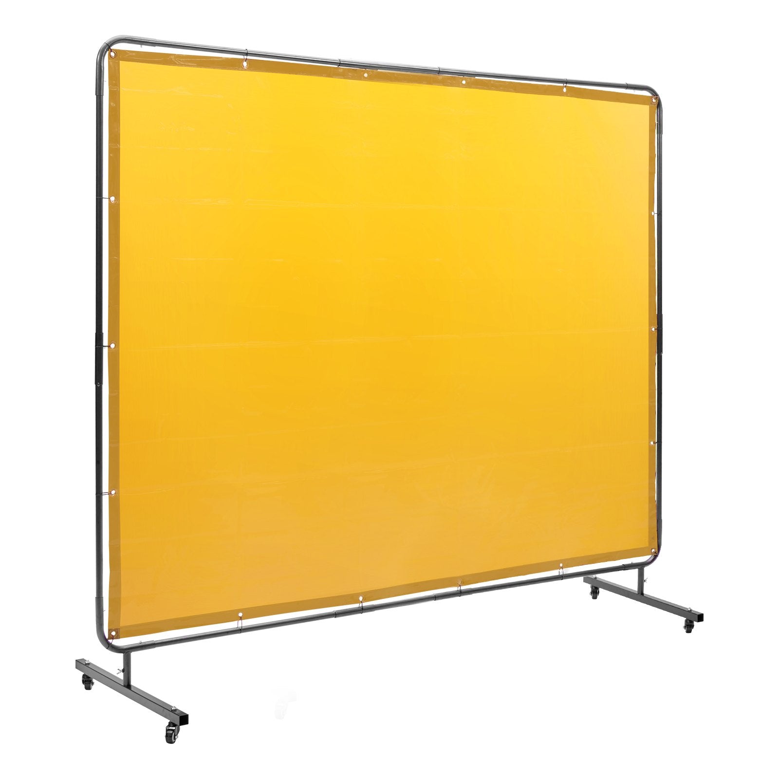 VEVOR Welding Screen with Frame, 6' x 8' Welding Curtain Screen, Flame-Resistant Vinyl Welding Protection Screen on 4 Swivel Wheel (2 Lockable), Moveable & Professional for Workshop/Industrial, Yellow