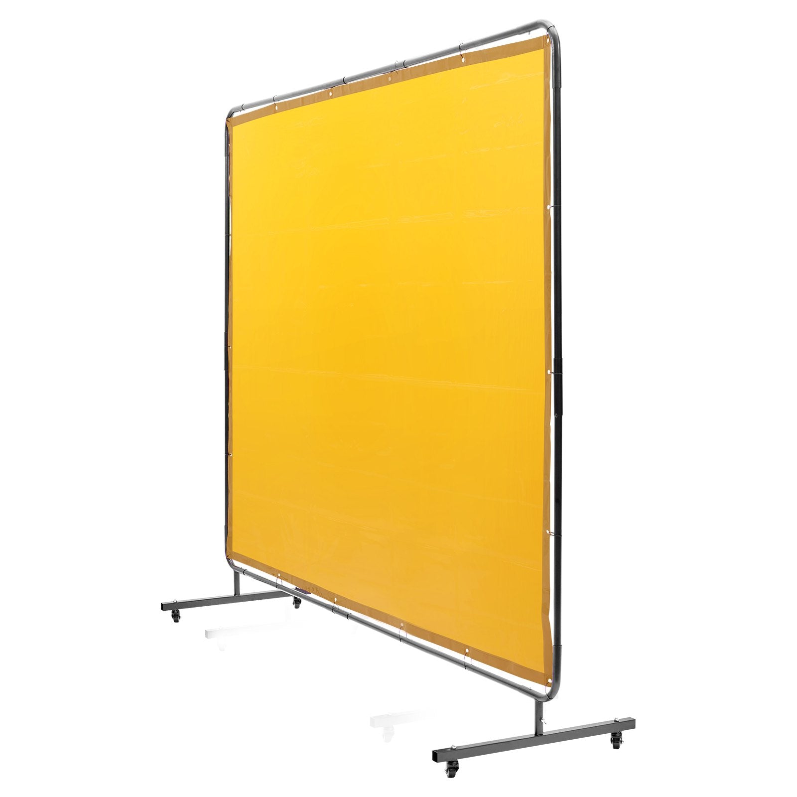 VEVOR Welding Screen with Frame, 6' x 8' Welding Curtain Screen, Flame-Resistant Vinyl Welding Protection Screen on 4 Swivel Wheel (2 Lockable), Moveable & Professional for Workshop/Industrial, Yellow