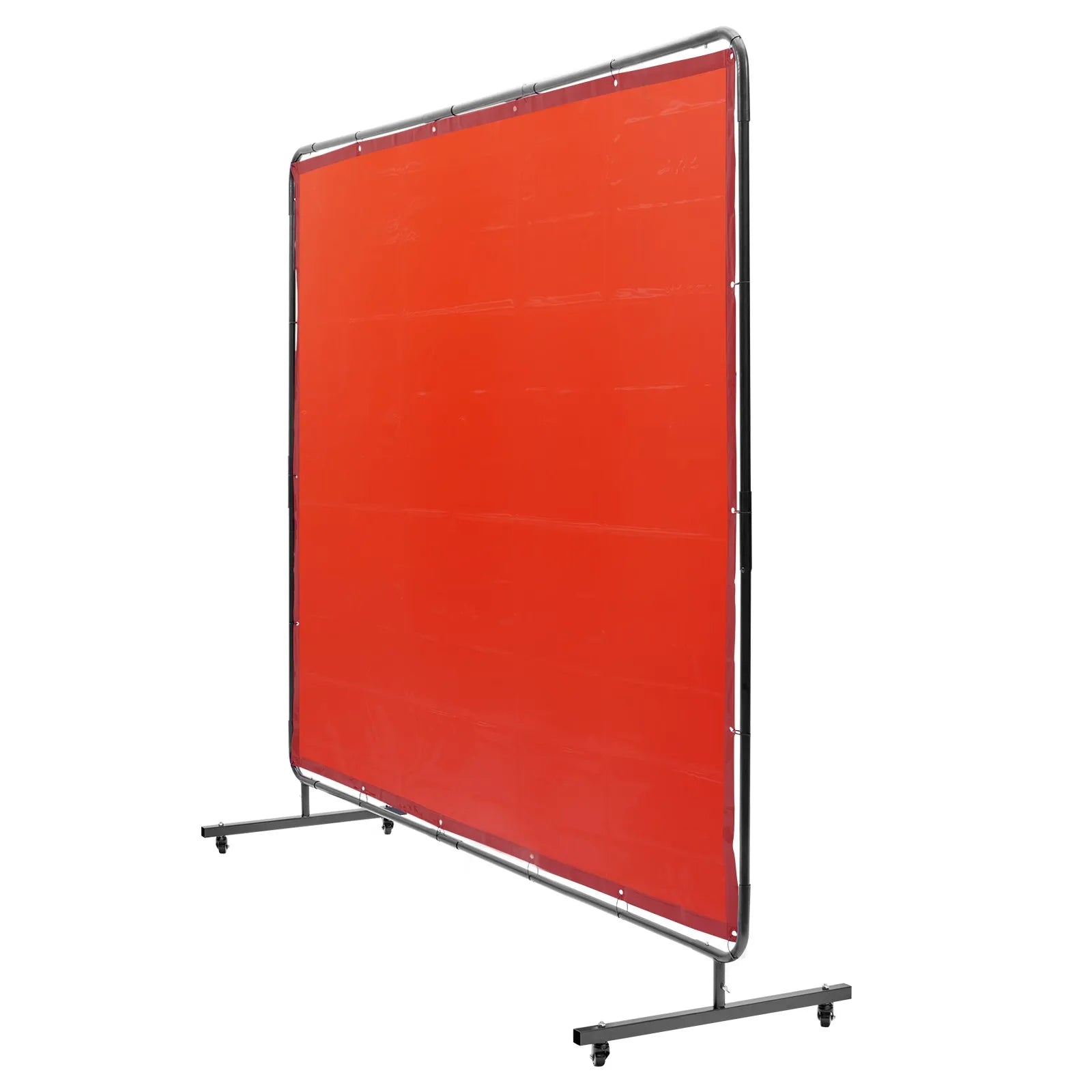 VEVOR Welding Screen with Frame, 6' x 8' Welding Curtain Screen, Flame-Resistant Vinyl Welding Protection Screen on 4 Swivel Wheels (2 Lockable), Moveable & Professional for Workshop/Industrial, Red