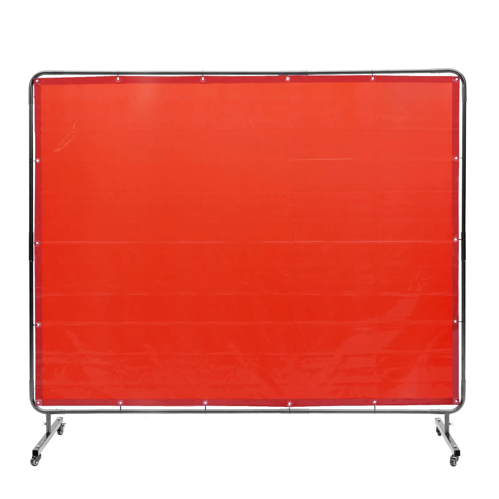 VEVOR Welding Screen with Frame, 6' x 8' Welding Curtain Screen, Flame-Resistant Vinyl Welding Protection Screen on 4 Swivel Wheels (2 Lockable), Moveable & Professional for Workshop/Industrial, Red