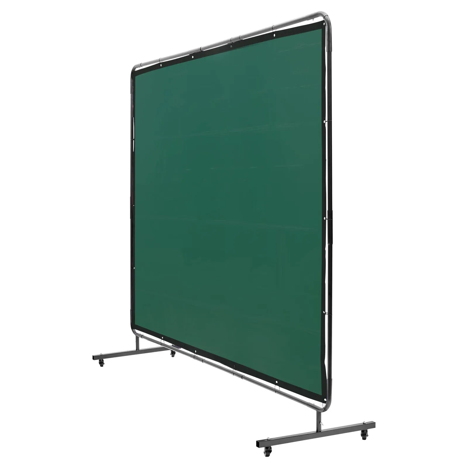 VEVOR Welding Screen with Frame, 6' x 8' Welding Curtain Screen, Flame-Resistant Vinyl Welding Protection Screen on 4 Swivel Wheels (2 Lockable), Moveable & Professional for Workshop/Industrial, Green