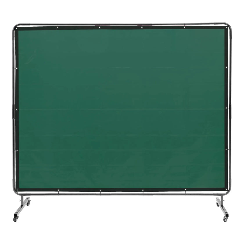 VEVOR Welding Screen with Frame, 6' x 8' Welding Curtain Screen, Flame-Resistant Vinyl Welding Protection Screen on 4 Swivel Wheels (2 Lockable), Moveable & Professional for Workshop/Industrial, Green