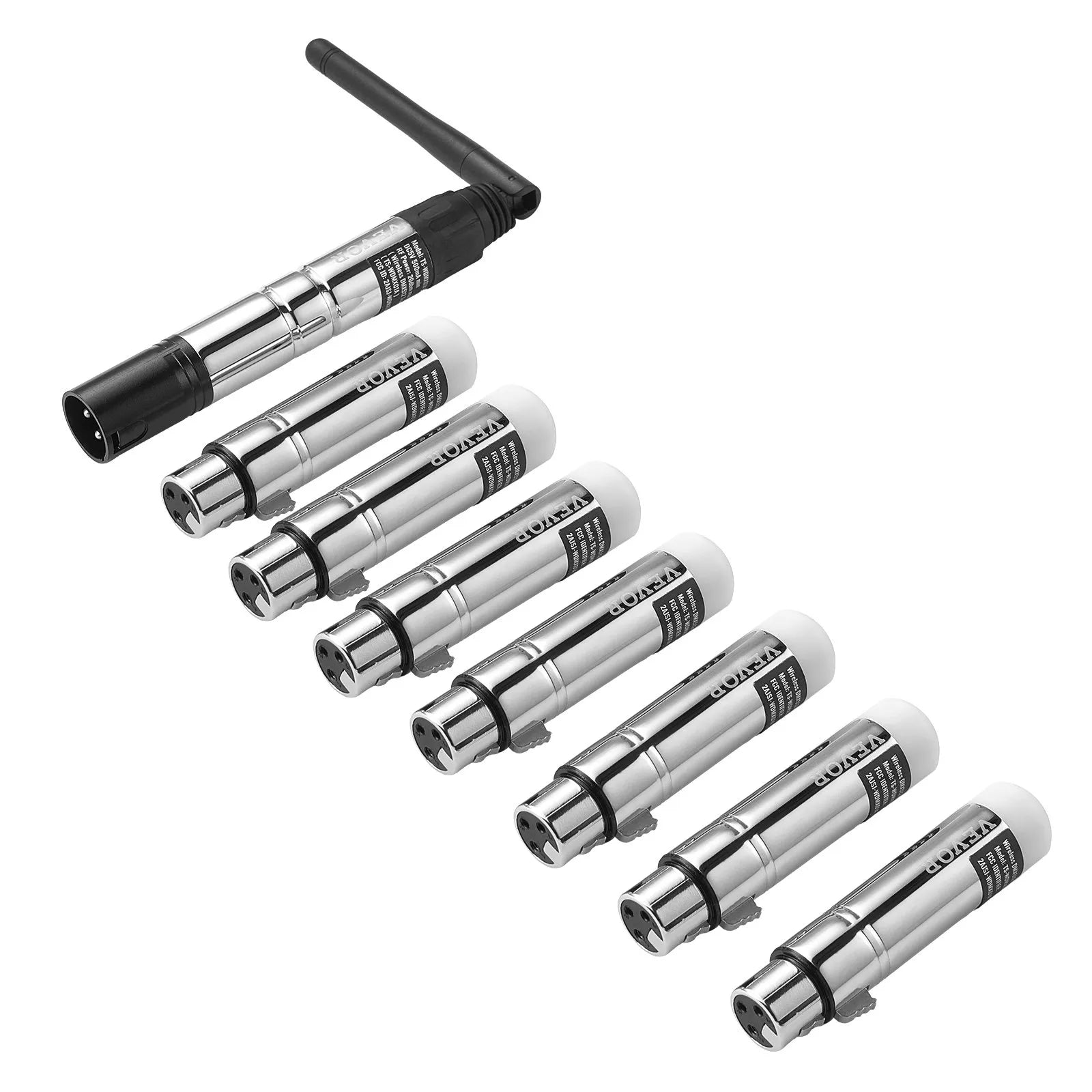 VEVOR DMX Wireless Receiver Transmitter Controller for Stage Light 8 PCs Silver