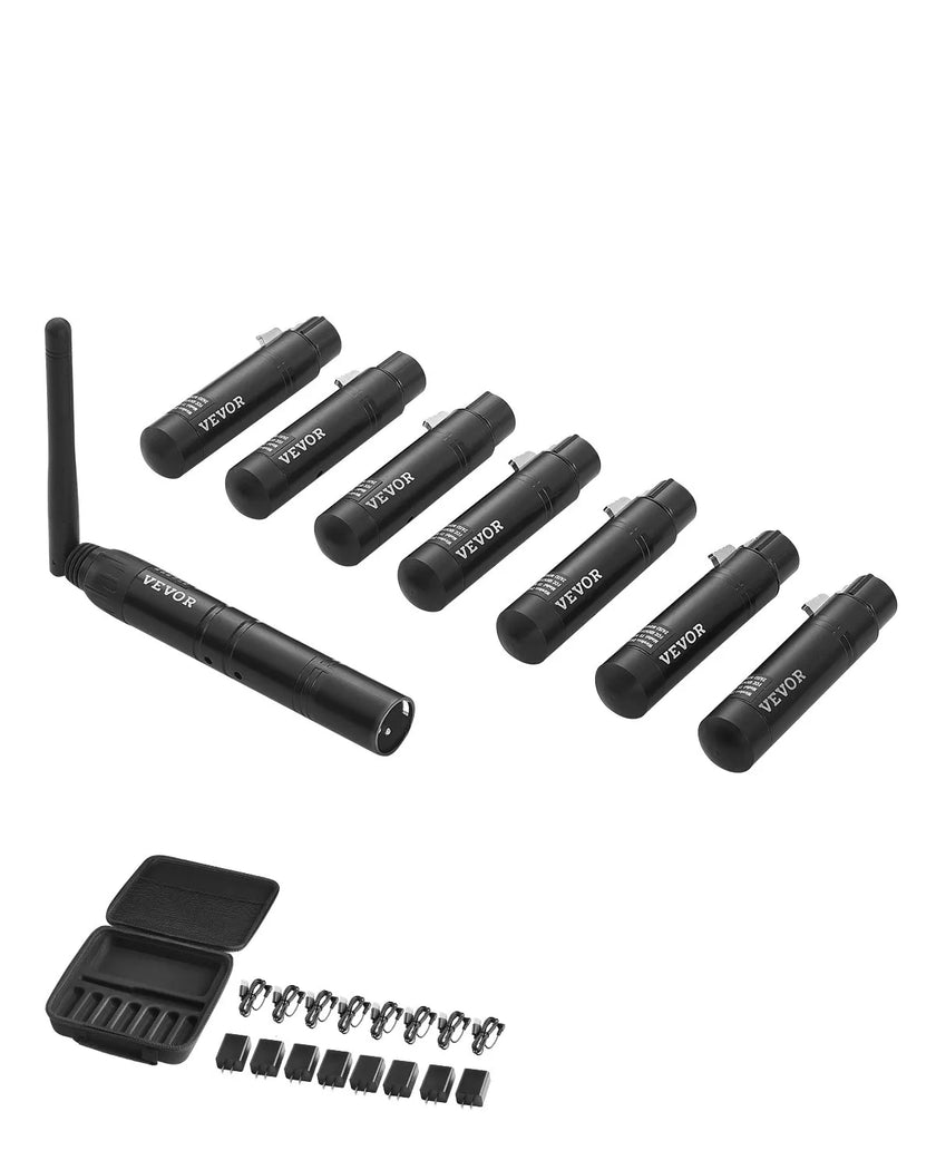 VEVOR DMX Wireless Receiver Transmitter Controller for Stage Light 8 PCs Black