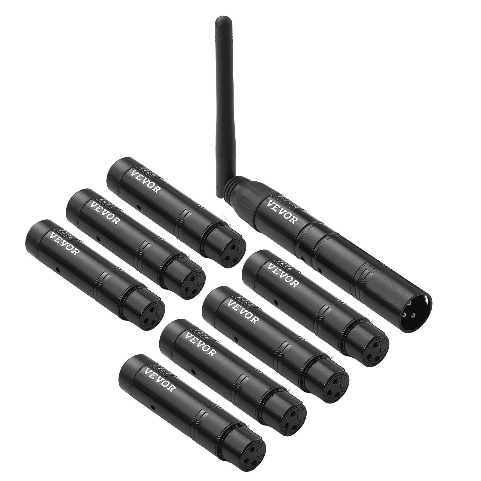 VEVOR DMX Wireless Receiver Transmitter Controller for Stage Light 8 PCs Black