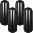 VEVOR Boat Fender, 10 x 28 Inch Inflatable Vinyl Boat Fenders, 4 pcs Ribbed Boat Bumpers, with Center Hole, for Bumpers Protection, Black
