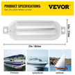 VEVOR Boat Fender 8.5 x 27 inches White Boat Protection Pack of 4 Ribbed Twin Eyes Boat Fender Bumper and Pump to Inflate