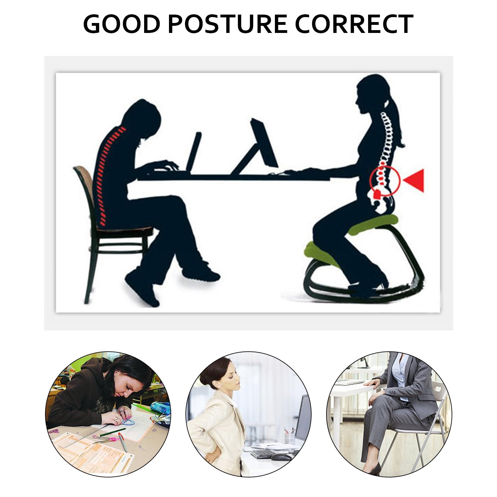 VEVOR Kneeling Chair Rocking Wooden Heavy Duty Better Posture Kneeling Stool 330lbs Load Posture Correct Office Stool Pecan