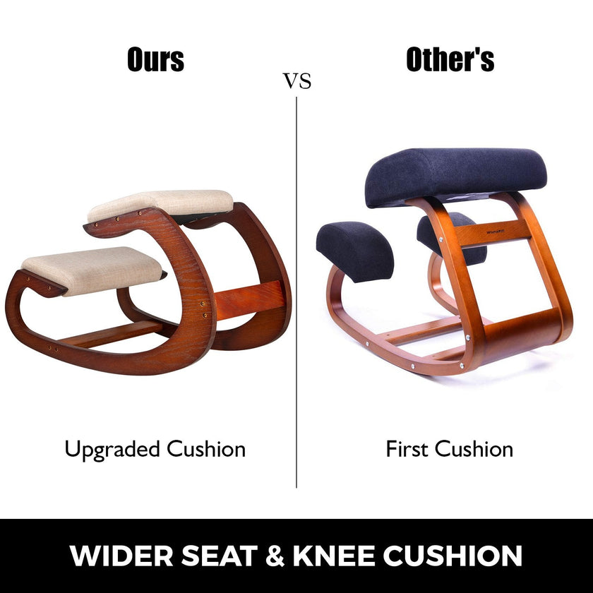 VEVOR Kneeling Chair Rocking Wooden Heavy Duty Better Posture Kneeling Stool 330lbs Load Posture Correct Office Stool Pecan