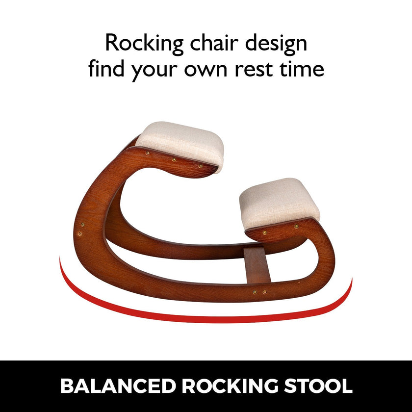 VEVOR Kneeling Chair Rocking Wooden Heavy Duty Better Posture Kneeling Stool 330lbs Load Posture Correct Office Stool Pecan