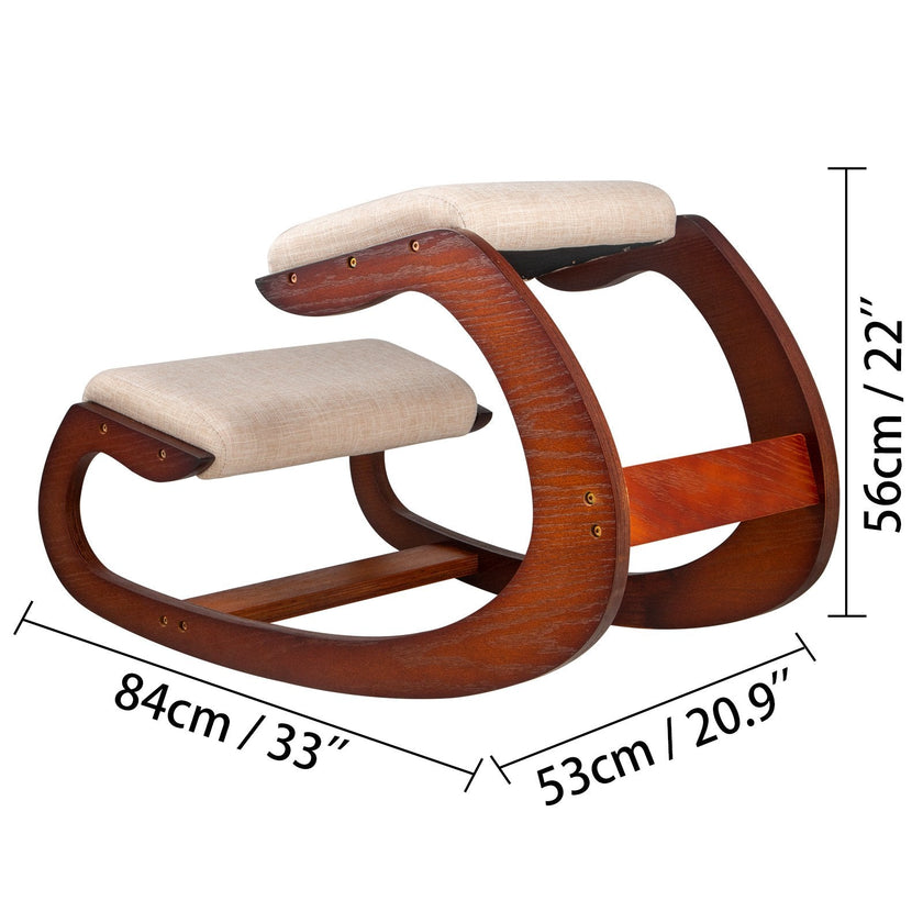 VEVOR Kneeling Chair Rocking Wooden Heavy Duty Better Posture Kneeling Stool 330lbs Load Posture Correct Office Stool Pecan