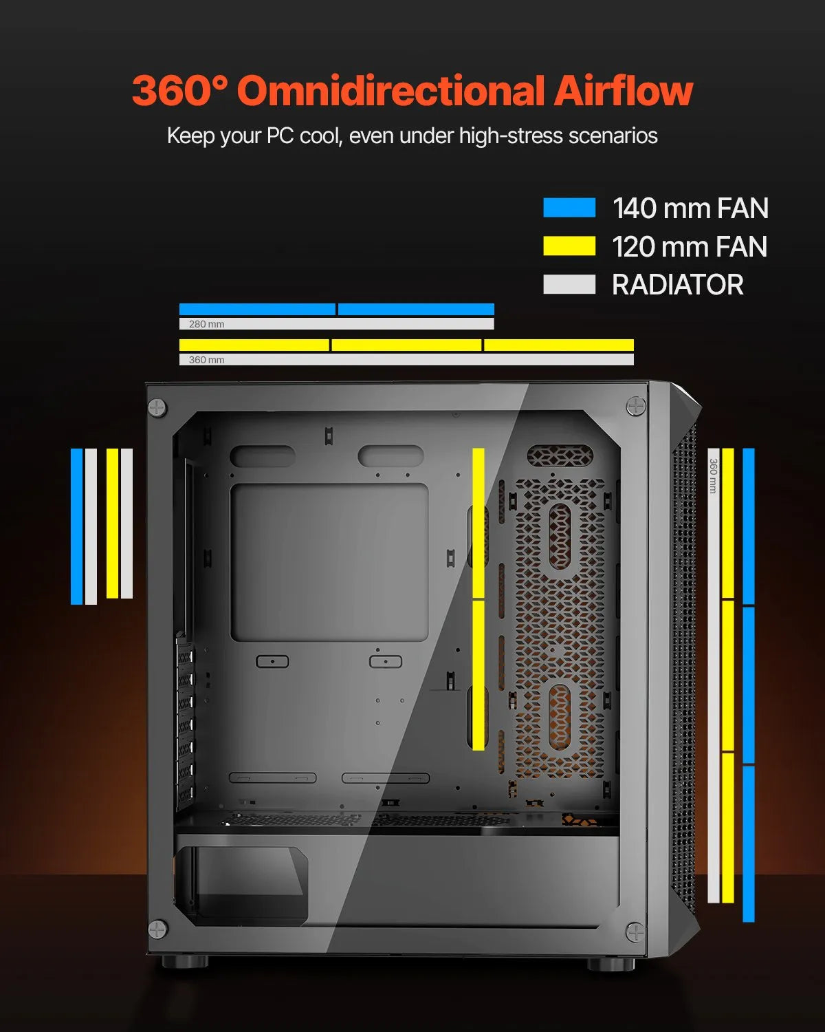 VEVOR PC Case Full-Tower Gaming Computer Case 3 PWM Fans for E-ATX Motherboard