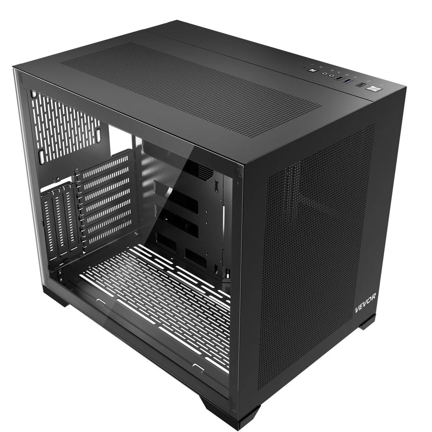 VEVOR Mid-Tower ATX PC Case Dual Chamber Gaming Computer Case No Fan Included