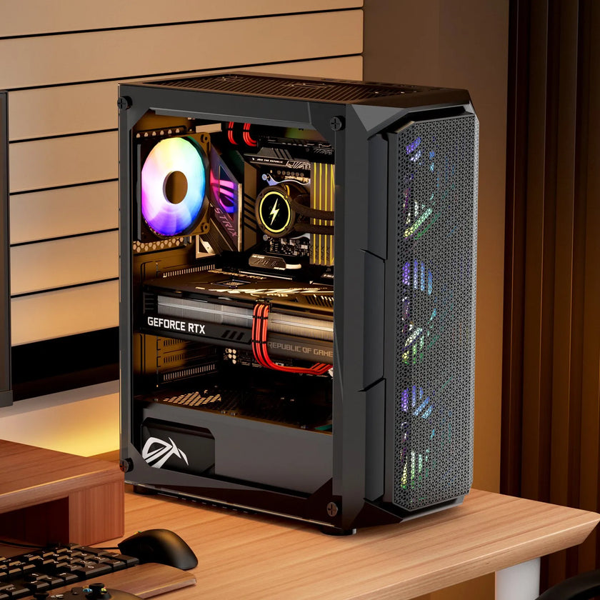 VEVOR Mid-Tower ATX PC Gaming Case Computer Case Box with 4 x 120 mm ARGB Fans