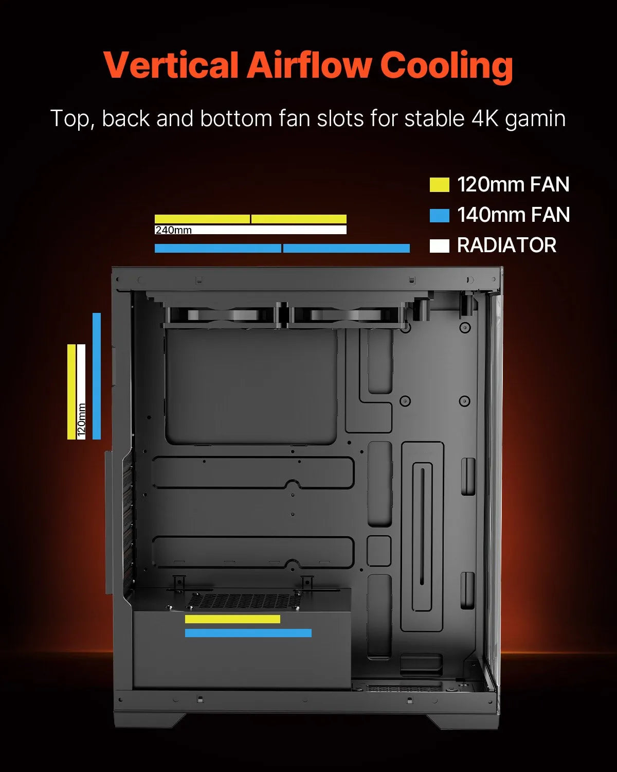 VEVOR PC Gaming Case Mid-Tower Computer Case with 2 Fans for ATX Motherboard