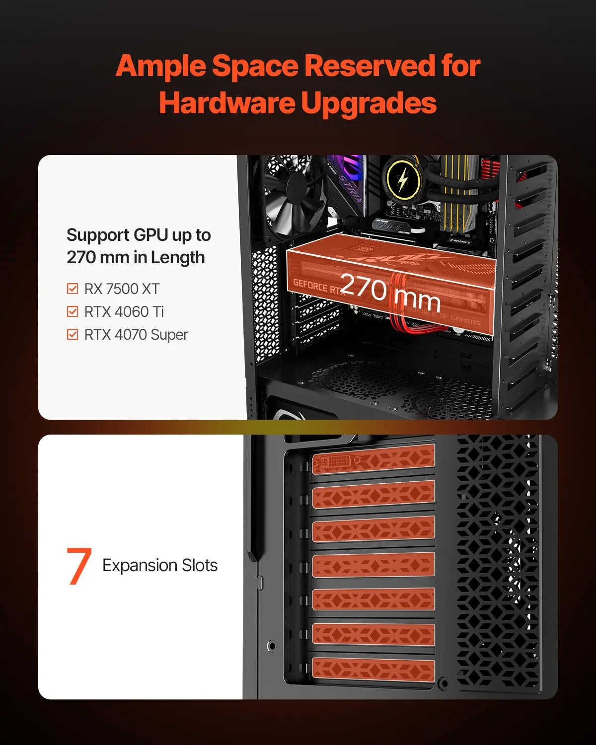 VEVOR PC Gaming Case Mid-Tower Computer Case 4 x 120 mm Fans for ATX/M-ATX/ITX