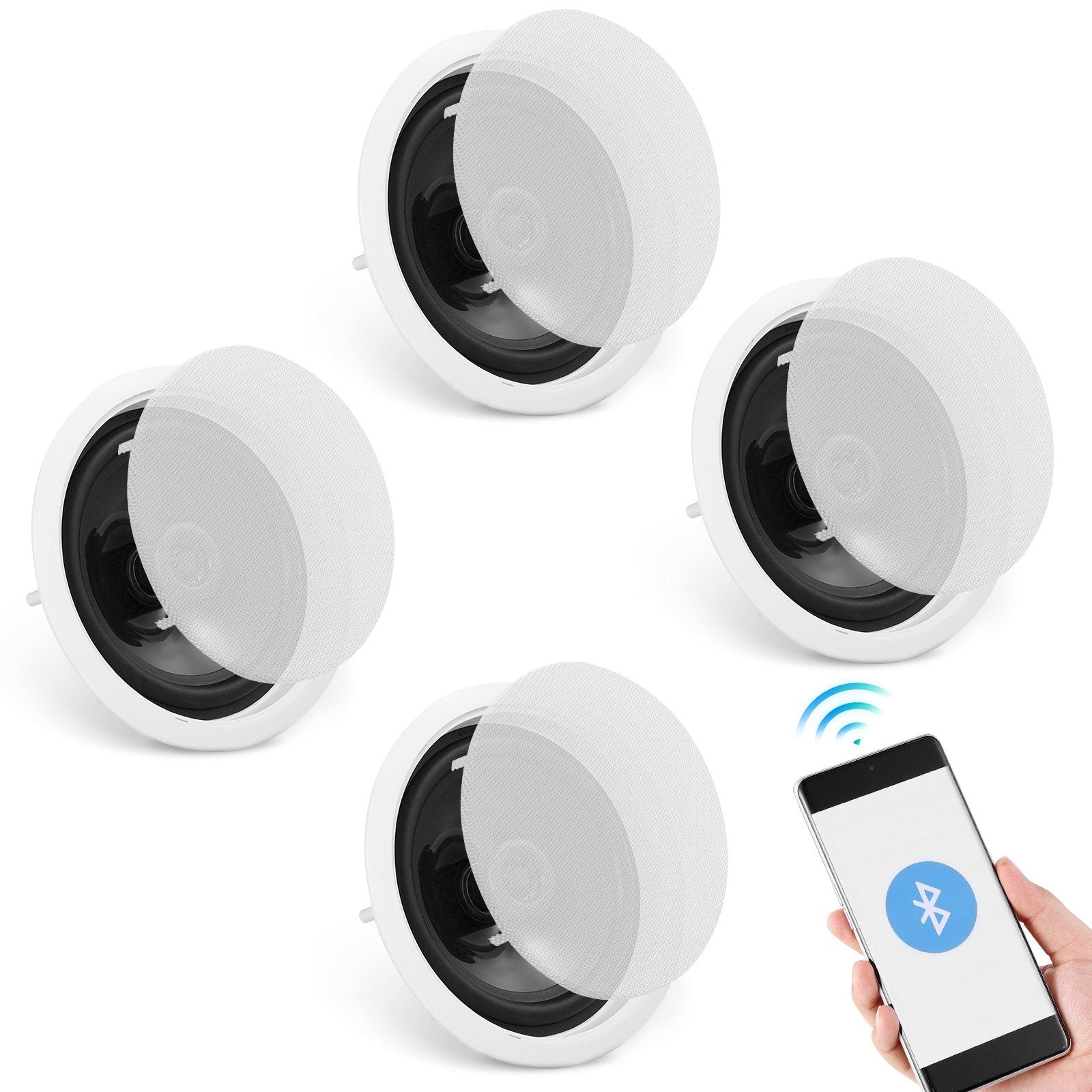 VEVOR 4 PCs 6.5'' Bluetooth in Ceiling Speakers, 150W, Flush Mount Ceiling & in-Wall Speaker System with 8?Impedance 89dB Sensitivity, for Home Kitchen Living Room Bedroom or Covered Outdoor Porches