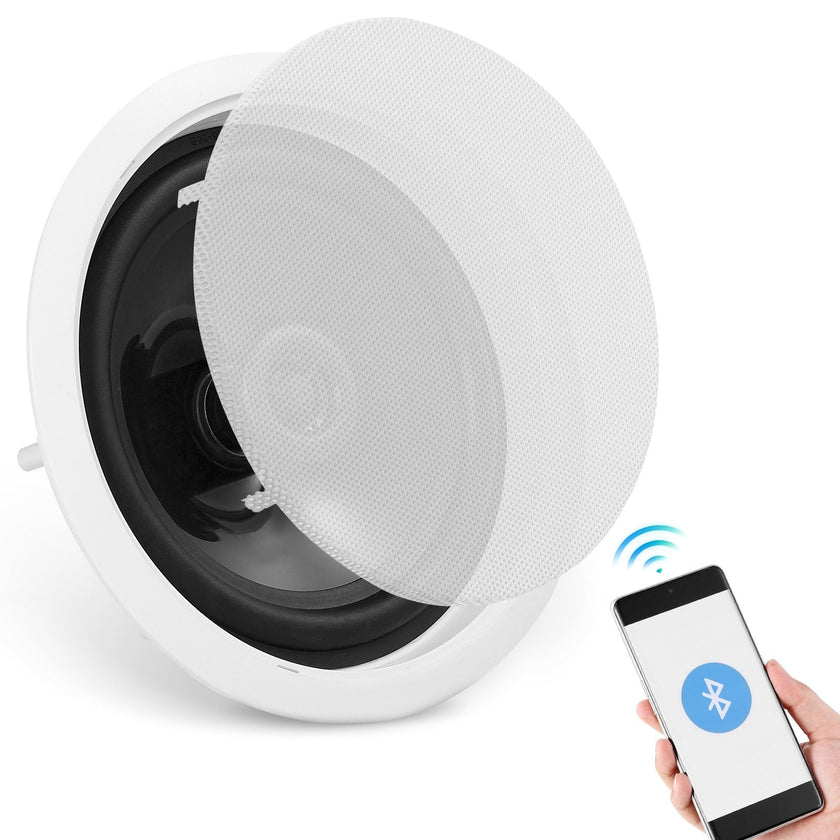 VEVOR 6.5'' Bluetooth in Ceiling Speakers, 150W, Flush Mount Ceiling & in-Wall Speaker System with 8?Impedance 89dB Sensitivity, for Home Kitchen Living Room Bedroom or Covered Outdoor Porches, Single